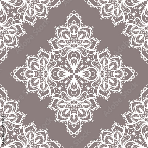 Download "White floral lace seamless pattern. Vector Illustration ...