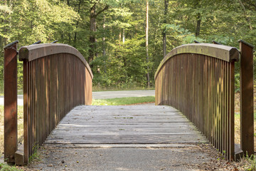 Brücke führt über ein Bach zur Straße