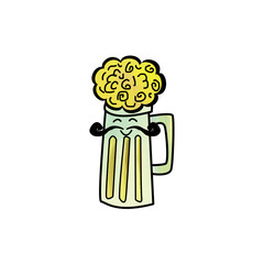 Oktoberfest, allegro boccale di birra isolato su sfondo bianco