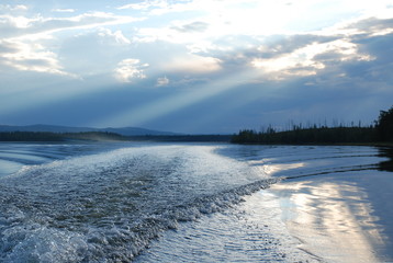Sunset on lake Azas, Tyva region, Russia