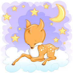 Cute baby deer. Hand drawn vector cartoon  illustration.