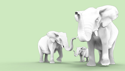 Elephant Family Groups Drawing and background / Illustration Art Concept 