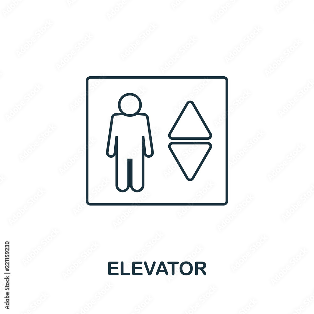 Poster elevator icon. simple element illustration. elevator outline icon design from real estate collection