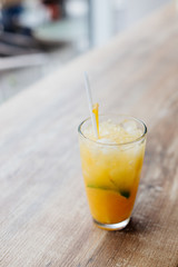 Cold lemonade on the table.