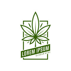 Cannabis logo vector. Marijuana labels on Logos. Medical cannabis retro logo. Cannabis leaf emblem.