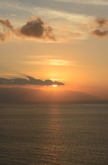 Obraz premium Sunset in the clouds over Gomera Island, Tenerife, Canary, Spain.