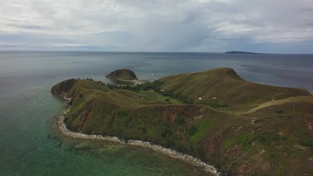 Drone view of hills on Mararison tropical island, Philippines