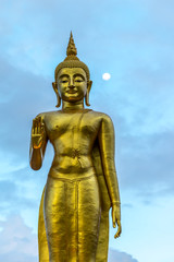 Buddha image statue at Hatyai public park, Songkhal with moon