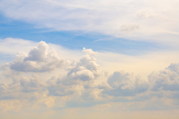 Overcast sky with fluffy clouds as background