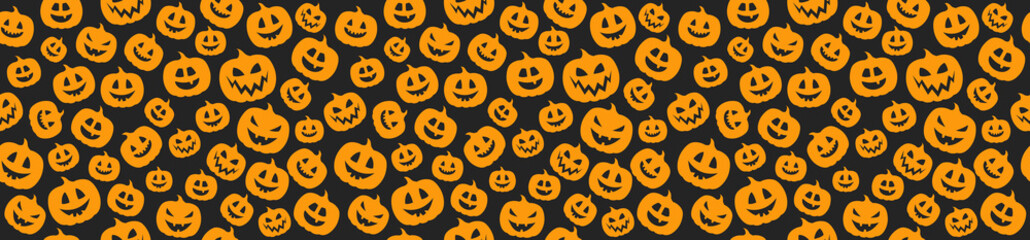 Seamless pattern with funny silhouettes of pumpkins. Vector.
