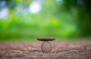 The pebbles are placed with balance.