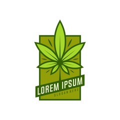 Cannabis logo vector. Marijuana labels on Logos. Medical cannabis retro logo. Cannabis leaf emblem.