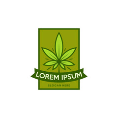 Cannabis logo vector. Marijuana labels on Logos. Medical cannabis retro logo. Cannabis leaf emblem.