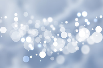 Festive blue silver bright abstract Bokeh with colorful circles. Template for your product display montage. Beautiful texture.
