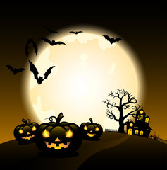 Silhouette halloween night background