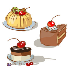 Doodle set with sweet desserts.