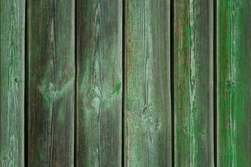 Aged shabby painted green wooden planks (background, texture)