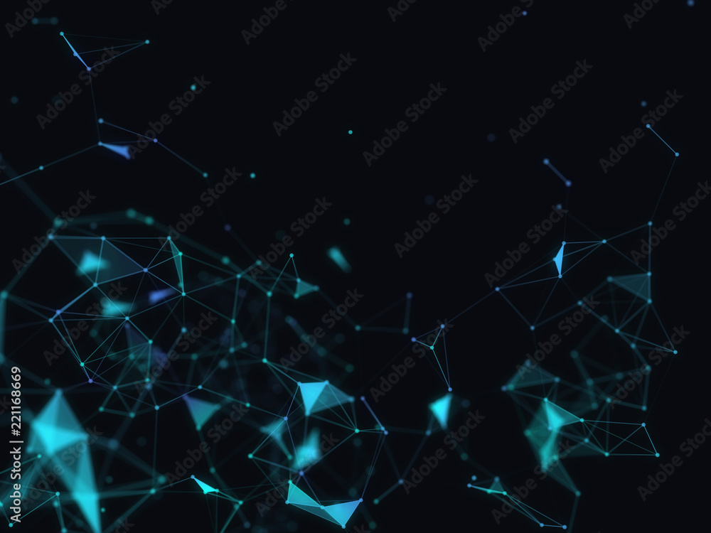 Poster abstract 3d technology futuristic geometrical and science neon visualization. plexus digital wallpap