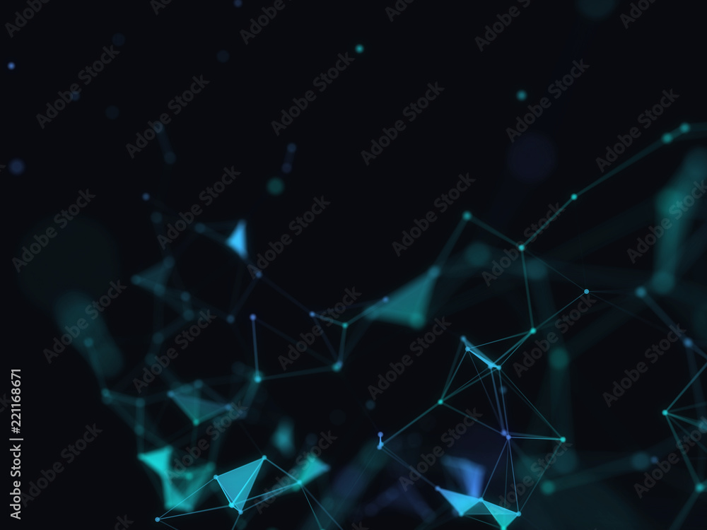 Poster abstract 3d technology futuristic geometrical and science neon visualization. plexus digital wallpap