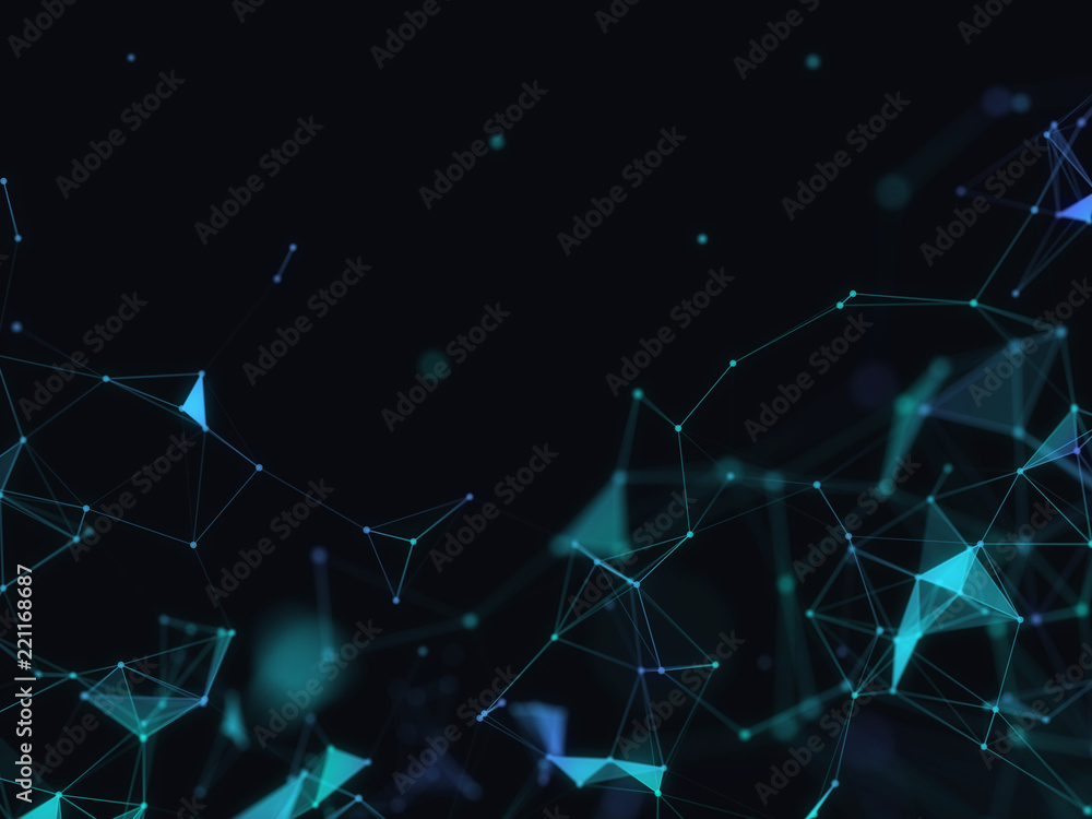 Poster abstract 3d technology futuristic geometrical and science neon visualization. plexus digital wallpap