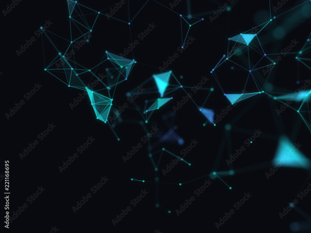 Poster abstract 3d technology futuristic geometrical and science neon visualization. plexus digital wallpap