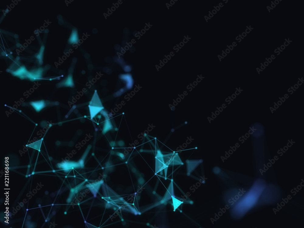 Poster abstract 3d technology futuristic geometrical and science neon visualization. plexus digital wallpap