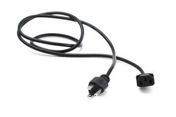 American Three Prong Power Cable on a White Background