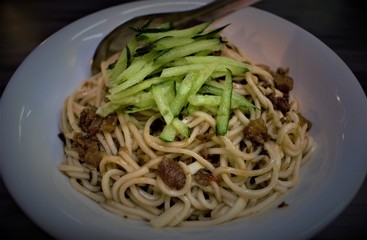 Hot dry noodle dish reganmian in Taiwan