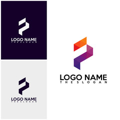 Initial PF logo vector, P logo template, Colorful logo