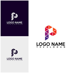 Initial PF logo vector, P logo template, Colorful logo