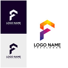 Initial PF logo vector, P logo template, Colorful logo