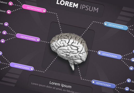 Infographic Layout with Brain Illustration