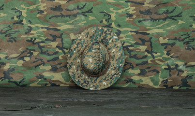 military hat on a wooden table