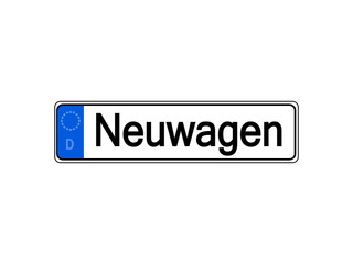 German specific vehicle registration plate,neuwagen