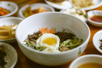 Plates with Korean food