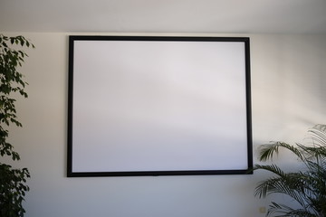 screen for video projector in the meeting room - obrazy, fototapety, plakaty