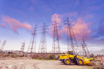 power tower with sunset