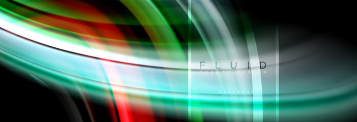 Fluid colors abstract background colorful poster, twisted liquid design on black, colorful marble or plastic wave texture backdrop, multicolored template for business or technology presentation or web