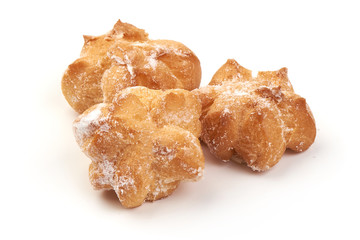 Fresh Mini Cream Puffs ,Close Up, isolated on white background.