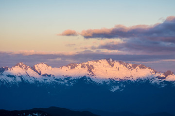 Fototapeta na wymiar Garibaldi Lake Panorama ridge view on Canada day in BC