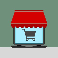 Online Shop Marketplace with Laptop