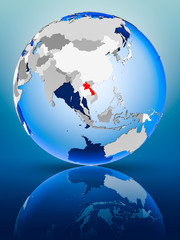 Laos on globe