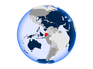 Ecuador on globe isolated
