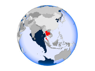 Thailand on globe isolated