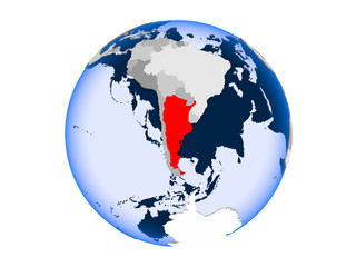 Argentina on globe isolated