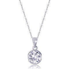 diamond heart pendant with necklace on white background.