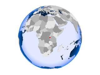 Burundi on globe isolated