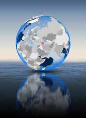 Fototapeta premium Azerbaijan on globe in water
