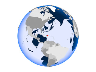 Naklejka premium Dominican Republic on globe isolated