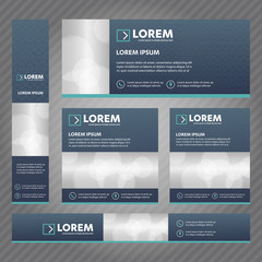 Set of web banners in standard sizes. Vector Abstract Templates design With background and header, diagonal stripes and button. 